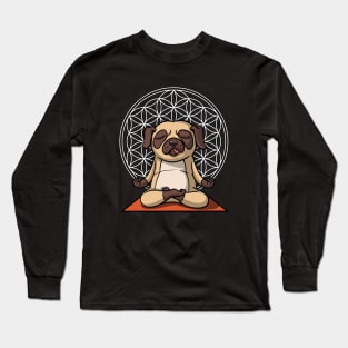 Dog Pug Yoga Lover Flower Of Life Pet Long Sleeve T-Shirt